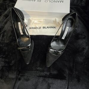 Manolo Blahnik Black Suede Women's Shoes